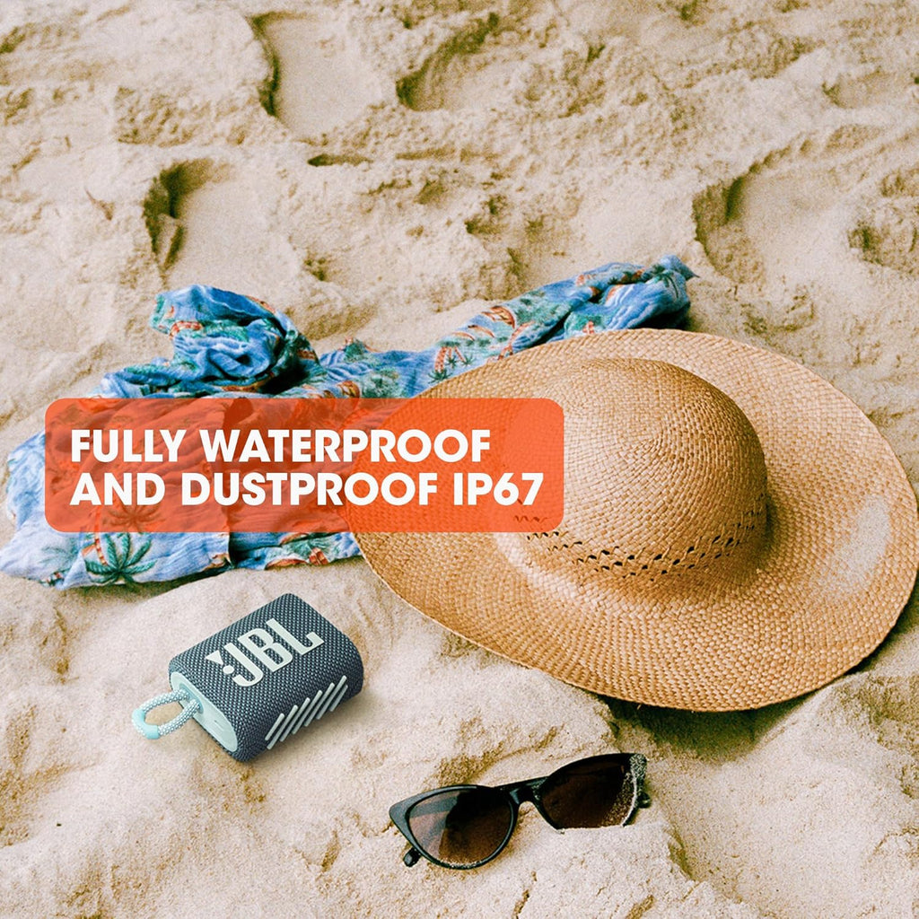 Go 3 - Portable Mini Bluetooth Speaker, Big Audio and Punchy Bass, IP67 Waterproof and Dustproof, 5 Hours of Playtime, Speaker for Home, Outdoor and Travel (Blue)